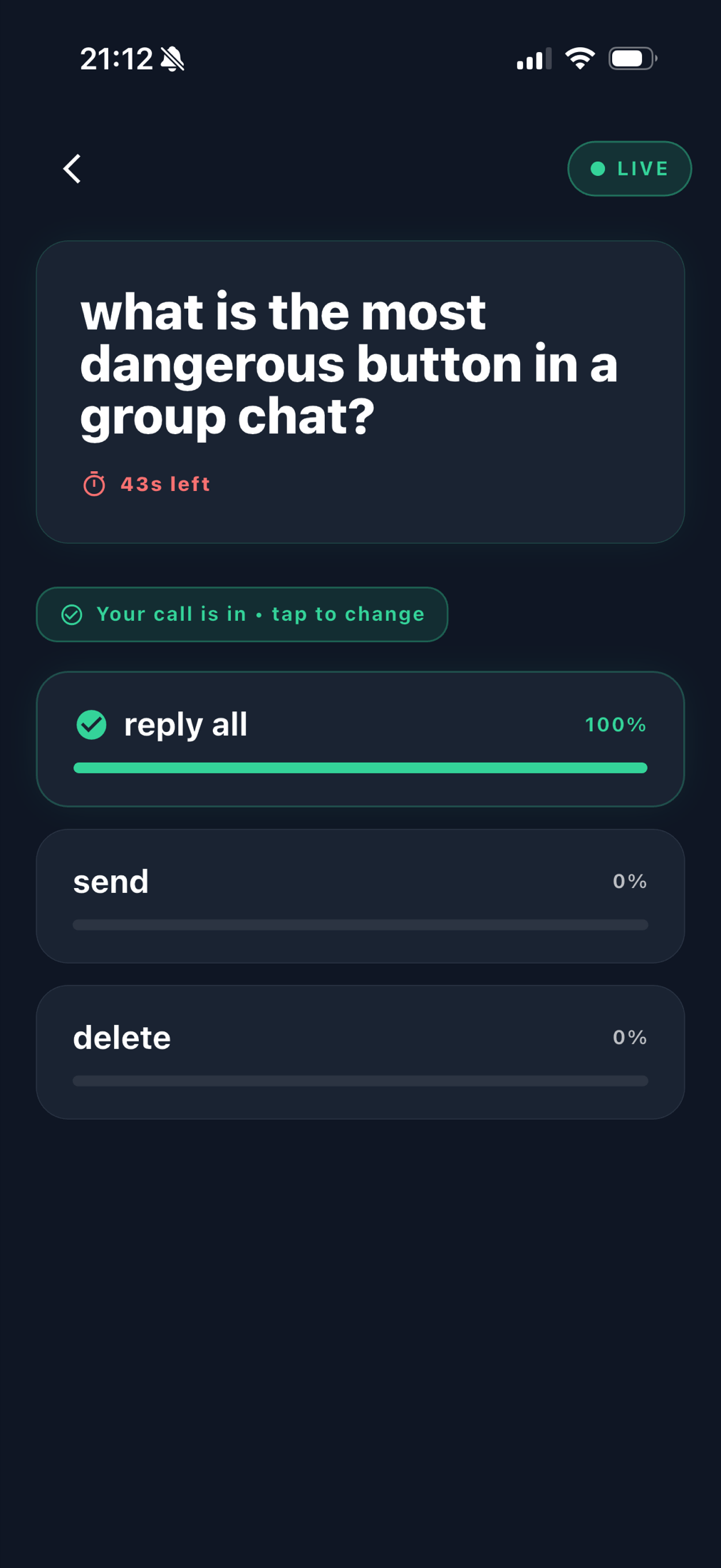 QuiDit vote result screen